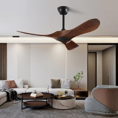 FISHMIX Ceiling Fans without Lights, Solid Wood Ceiling Fan No Light with Remote Control Indoor Outdoor Ceiling Fans for Patios, Living Room, Bedroom, Farmhouse and Gazebo (Dark Walnut, 42 IN - WoodArtSupply