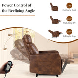 Cfvyne Zero Wall Power Recliner Chairs, Small Recliner for Small Spaces and Petite People Man Woman (1, Light Brown Faux Leather) Cfvyne