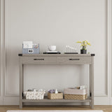 CABIHOME Farmhouse Entryway Table, Wooden Console Table with Drawers, 2 Tier Sofa Table with Storage, Console Table for Entryway, Living Room, Hallway, Foyer-Grey CABIHOME