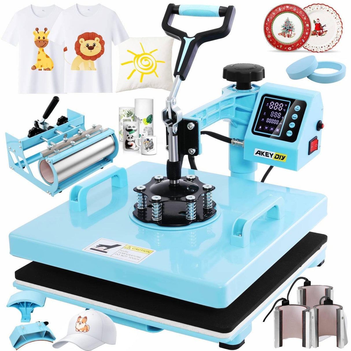 AKEYDIY Heat Press, 15x15 Shirt Press Machine with 30 OZ Tumbler Attachment, 8 in 1 Sublimation Shirt Printing hat and Mug Heat Press Digital Heat Press Machine for T Shirts/Tumbler/Mug/Cap/Plate AKEYDIY