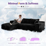 TYBOATLE 107’’ Boneless Slow-Rebound Memory Foam Couch, Cloud Sectional Couches for Living Room w/Upgraded Fabric, Deep Seat Comfy Fluffy L Shaped Modular Sectional Sofa (Black, Left Facing Chaise) TYBOATLE