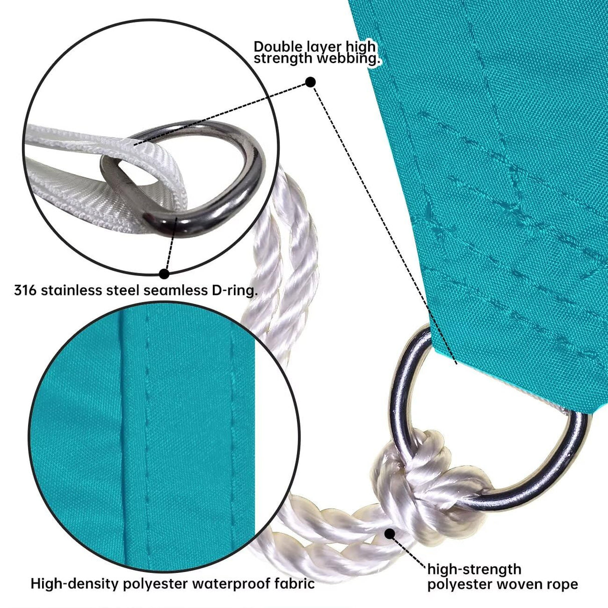 ChasingMoon Waterproof Sun Shade Sail, 10' x 15' Turquoise Rectangle UV Block Outdoor Sunshade, for Backyard, Deck, Patio, Garden, Outdoor Activities (We Make Custom Sizes) CHASING MOON