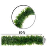 Green Garland Christmas Decorations,50Ft Xams Greenery Tinsel Stems Non-Lit Soft Twist Garland Decor for Tree Stairs Railing Front Door Mantle Fireplace Indoor Outdoor Holiday Home Hongsome