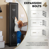 KAER 2-3 Gun Safe,Long Gun Safe for Rifles and Pistols,Rifle Safes for Home Gun Safes for Rifles,Multi-Function Gun Cabinet with Removable Gun Racks,Pistol Pockets (2-3 GUN) KAER