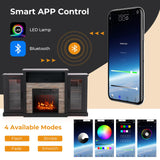 GOFLAME Fireplace TV Stand with LED Lights for TV up to 65”, Entertainment Center with 18” Electric Fireplace, Remote & APP Control, TV Console with Adjustable Glass Shelves (Black) GOFLAME