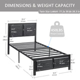 VECELO Twin Bed Frame with Wood Headboard and Footboard, 14 Inch Platform Mattress Foundation, No Box Spring Needed, Heavy Duty Slats Support, Easy Assembly VECELO