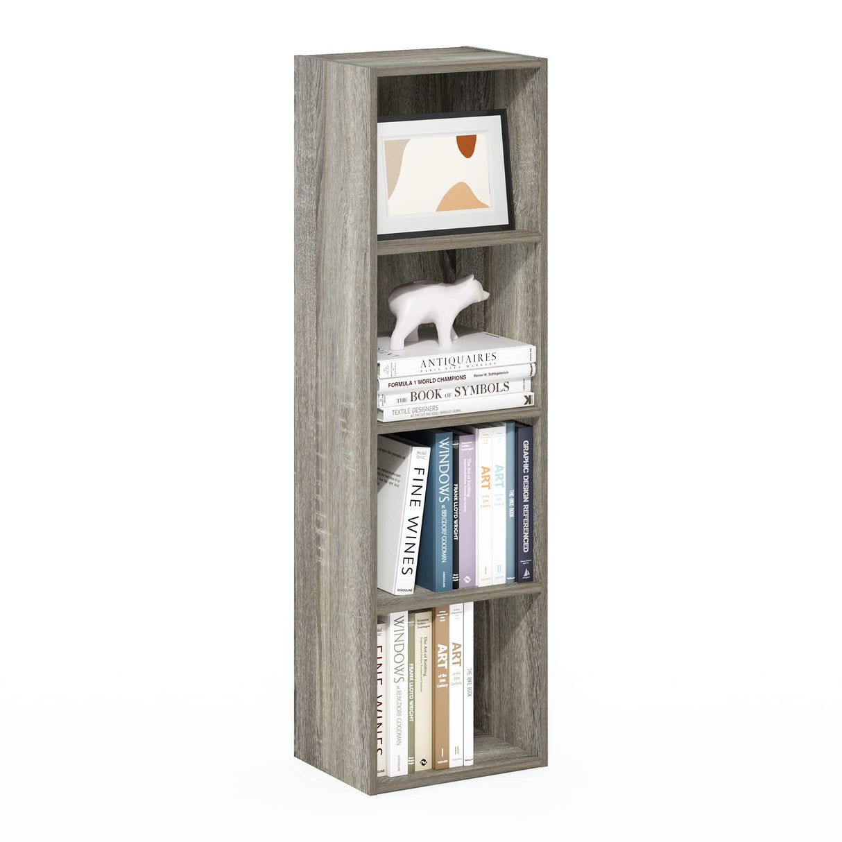 Furinno Luder Bookcase / Book / Storage, 4-Tier Cube, French Oak Furinno