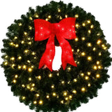 3 Foot (36 inch) LED Christmas Wreath with Prelit Red Bow - 150 LED Lights - Commercial Grade - Indoor Outdoor - ACWreaths ACWreaths