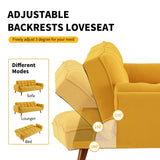 Homies Life Convertible Futon Sofa Bed, Linen Sleeper Couch, 75" W Modern 3 Seater Tufted Sofa with Adjustable Backrests and Solid Wood Legs for Small Spaces, Living Room, Bedroom, Golden Yellow Homies Life