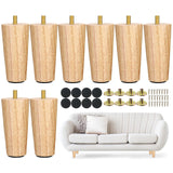 Maitys 4 Inch Round Solid Furniture Legs Furniture Wooden Replacement Chair Feet Dresser Sofa Couch Legs Table Cabinet Footstool DIY Projects for Home(Wood,8 Pcs) Maitys