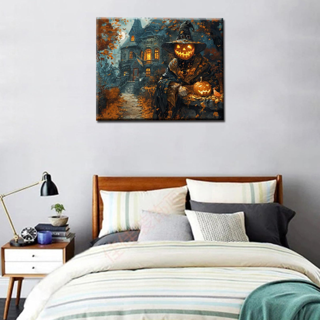 Tucocoo Halloween Pumpkin Girl Paint by Numbers Witch Hat Girl Paint by Number for Adults Beginner with Paintbrushes Acrylic Painting by Numbers Kits Canvas Art Crafts Home Decor16x20Frameless Tucocoo