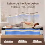 SNFPNE King Size Mattress 12 Inch - Medium Firm Hybrid Memory Foam Mattress with Individual Pocket Springs for Pressure Relief & Motion lsolation, CertiPUR-US Certified, Fiberglass-Free, 80" x 76" SNFPNE