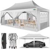 COBIZI 10x20 Pop Up Canopy with Sidewalls,Waterproof & UV50+,Tents for Parties,Outdoor Gazebo for Backyard,Suitable for Weddings, Events,and Markets,Vending White COBIZI