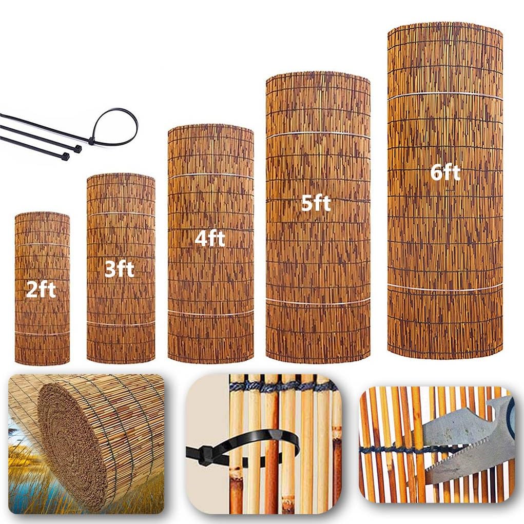 BeNsil Outdoor Privacy Fence 2ft 3ft 4ft 5ft 6ft High Reedhead Roll Balcony Privacy Screen Decorative Fences Privacy Screen Panels BeNsil