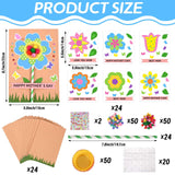 24 Sets Mother's Day Flower Card Craft Kit for Kids Spring DIY Flower Greeting Card Set Happy Mother's Day Card Making Kit for Mom Gifts Classroom School Home Activities Sanixin
