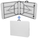 SUPER DEAL 6FT Folding Table for Indoor Outdoor, Portable Heavy Duty Fold-in-Half Plastic Dining Picnic Party Camping Table with Carrying Handle SUPER DEAL