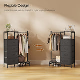 TRIFEBLE Dresser for Bedroom with Reversible Hanging Rack, 4 Drawers Dresser with LED Lights, Fabric Dressers with Open Shelf, Chest of Drawers with Clothes Rack, Kids Dressers for Bedroom, Black TRIFEBLE
