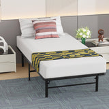 Twin Bed Frame Metal Platform Bed Frame Twin Size 14 Inch Mattress Foundation Box Spring Replacement Heavy Duty Steel Slat Easy Assembly Noise-Free,Black BestMassage