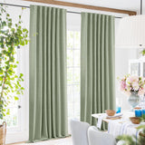 SimpleHome Sage Green Linen 100% Blackout Curtains for Living Room,84 Inch Length Farmhouse Back Tab Textured Curtains for Bedroom,2 Panels,52" W x 84" L SimpleHome