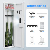 2024 NEW 53.15” Wall Gun Safe, Fingerprint Wall Safe Between the Studs with Dual Alarm ＆ Mute Mode, Hidden Wall Gun Safe for Rifles and Pistols with Adjustable Shelves, Magnetic Gun Support & Key Hook silkight