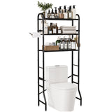 Tujurich Over The Toilet Storage Rack, 3-Tier Metal Bathroom Organizer with Hooks, Over The Toilet Storage Cabinet, Space Saver Shelf for Bathroom, Black, 23.6" x 13.0" x 63.4" Tujurich