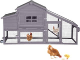 Chicken Coop, Mobile Chicken House with with Wheels, Outdoor Hen House Poultry Cage with Nesting Box, Leakproof Pull Out Tray and UV-Resistant Roof (Grey) Suumerpety