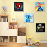 KOJEFCV 4 Pack Cartoon Paint by Number for Kids with Wooden Frame-Paint by Numbers for Kids Ages 4-8-12, DIY Paints with Numbers Easy Acrylic Oil Painting Kits for Home Wall Decor (8X8inch) KOJEFCV