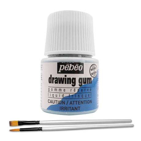 Pebeo Drawing Gum Made in France - Masking Fluid for Watercolor Painting and Various Art Projects - Bundled with Moshify Applicator Brush Set Moshify