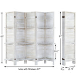 AMBITION LAND Room Divider with Shelves, Privacy Screen, Room Dividers and Folding Privacy Screens, 5 Panel Wood Temporary Wall Partition Separation Separator, Coconut AMBITION LAND