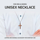 Natural Walnut Wood Cross Necklace for Men & Women - Medium Wood Cross Pendant Necklace for Men and Women - Medium Wooden Cross for Car Mirror - Religious Pendant Necklace Jewelry (1.8” x 1.1”) Holy Fringe