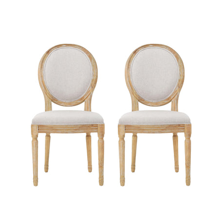 Christopher Knight Home Phinnaeus Polyester Beige Fabric Dining Chair (Set of 2), 2-Pcs Set Christopher Knight Home