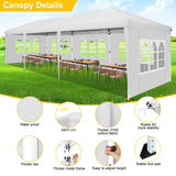 TOOLUCK 10x30 Pop Up Canopy Tent with 8 Sidewalls Tents for Parties Waterproof Camping Canopy Ez Up Party Tent Outdoor Portable Gazebo for Backyard Commercial Event Tent with sandbags, White Tooluck