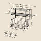Homsorout Garage Shelves Wall Mounted - with Wire baskets, Heavy Duty Garage Wall Shelving with Hooks, Wire Shelf Baskets Tool Organizer for Home Garden Garage Organization and Storage Homsorout