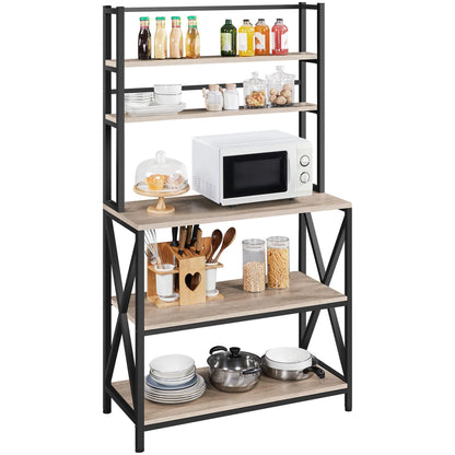 Yaheetech 5-Tier Kitchen Baker's Rack with Adjustable Feet and Utility Storage in Grey - WoodArtSupply