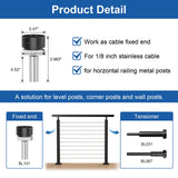 BLIKA 20 Pack 1/8" Black Cable Railing Anchor Terminal, T316 Stainless Steel, Invisible Cable Railing Kits for Metal Posts, Cable Railing End Fittings, Cable Railing Corner Post Anchor BLIKA