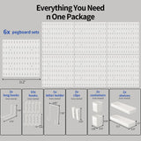 Peg Board, Modular Hanging Peg Board Combination Kit with Accessories for Wall Organizer, Crafts Organization, Ornaments Display, Wall Peg Board (22 Inches x 33 Inches, White) Nafenai