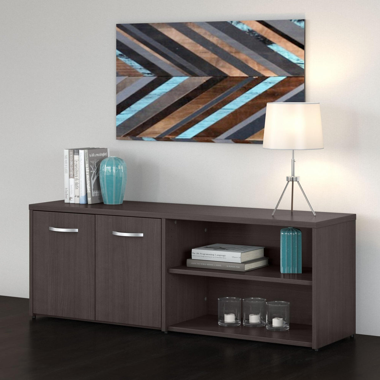 Bush Business Furniture Studio C Low Storage Cabinet with Doors and Shelves, Storm Gray (SCS160SG) Bush Business Furniture