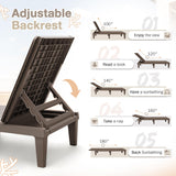 Homall Outdoor Lounge Chairs Set of 2, Quick Assembly & Waterproof Patio Chaise Lounge with Adjustable Backrest for Poolside, Beach, Garden (Deep Brown) Homall