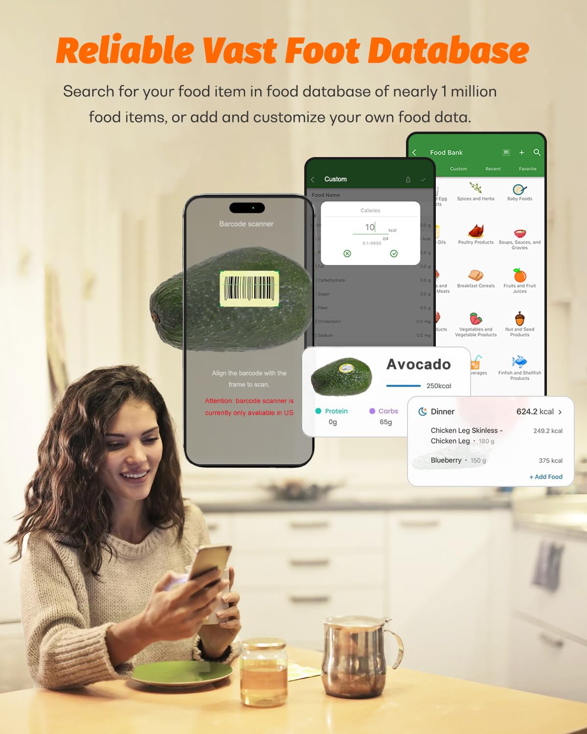 Ataller Smart Food Scales with Nutritional Calculator, Smartphone App with 26 Nutrients Tracking, Calorie, Marco, Digital Kitchen Weight Grams and Ounces for Weight Loss, 11 Pounds, Stainless Steel Ataller