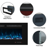 Oxhark Flame 48inch Electric Fireplace in Wall Recessed and Wall Mounted Fireplace Electric, 13 Flame Colors, Realistic Logs &Crystals Fuel Bed, Adjustable Temperature and Timer, 750W/1500W, Black Oxhark Flame