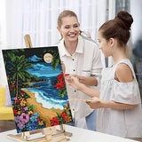 DIYDECORFUN Beach Paint by Numbers Kit for Adults, Moon Beach Paint by Number on Canvas, Frameless DIY Acrylic Landscape Easy Adults' Paint by Number Kits for Home Decor Gift 16x20 Inch DIYDECORFUN