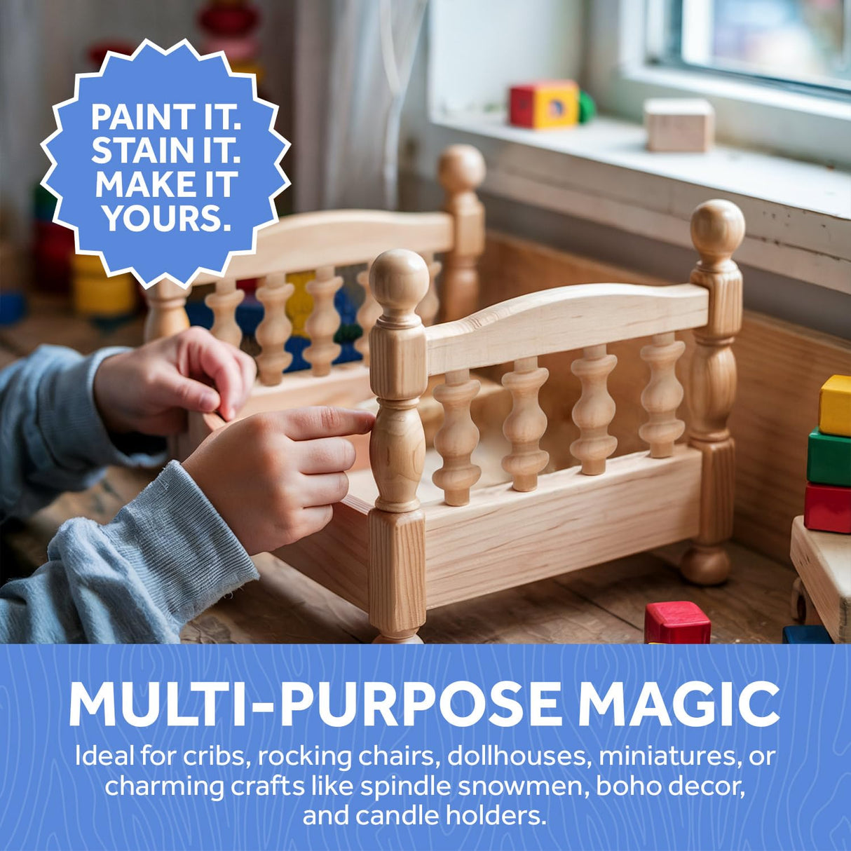 Wooden Baluster Spindles 9", Pack of 12 Spindles for Crafts, Woodworking, and Furniture, by Woodpeckers Woodpeckers