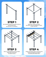 KYBOLT 10x10 Ft Modern Aluminum Pergola, Outdoor Pergola with Adjustable Canopy, Stable 4-Sided Base, Aluminum Gazebos for Backyard, Deck, Lawn - Gray KYBOLT
