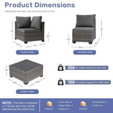 XTWEEX 7-Piece Outdoor Rattan Sectional Sofa Set, Wicker Patio Furniture with Coffee Table, Grey Cushions, Patio Conversation Set for Your Villa, Balcony, Porch, Backyard XTWEEX