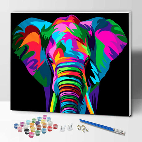 Hiolife Paint by Number Kits for Adults,Kids, Beginners, with Brushes and Acrylic Pigment, 16x12 Inch Elephant - with Framed Hiolife