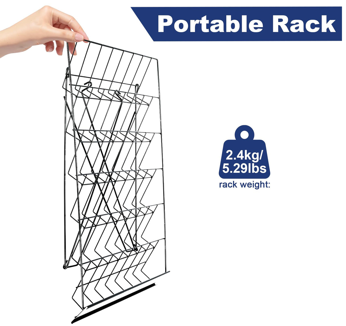 Suuiwau 6 Tier Wire Countertop Rack,18" Wide Metal Book Display Rack Magazine Rack with Sign Channel,Foldable Retail Vendor Booth Display Stand for Greeting Card,Brochure,Art Print,CD,Craft,Comic Suuiwau