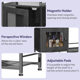 SWTYMIKI Coffee Bar Cabinet for Home - Farmhouse Coffee Stand Station Multi-Purpose Storage Cabinet with Adjustable Feet, Drawers - Kitchen Bar Table for Living Room, Corner, Small Space, Black SWTYMIKI