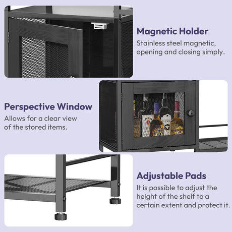 SWTYMIKI Coffee Bar Cabinet for Home - Farmhouse Coffee Stand Station Multi-Purpose Storage Cabinet with Adjustable Feet, Drawers - Kitchen Bar Table for Living Room, Corner, Small Space, Black SWTYMIKI