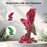 3DHoJor Silk PLA Filament 1.75mm Red Green Dual Color PLA 3D Printer Filament 2 in 1 Coextrusion 1KG Spool(2.2lbs) 3D Printing Filament Dimensional Accuracy +/- 0.03mm Fits for Most FDM 3D Printers 3DHoJor