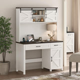 Befrases Farmhouse 47" Executive Desk, Computer Desk with 2 Drawers and Storage Cabinet, Home Office Table with Hutch, Charging Hub, Workspace for Work and Study. Befrases